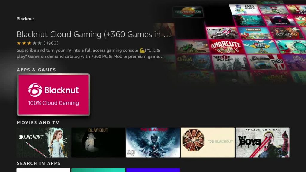 Fire TV Blacknut Cloud Gaming